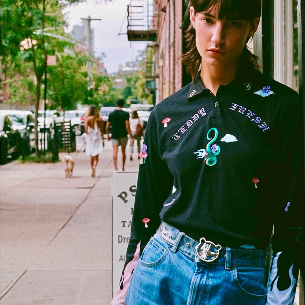 RARE Teddy Fresh x Dr. Albert Frankenstein Flames & Dragon Long Sleeve Polo L - Picture 12 of 12